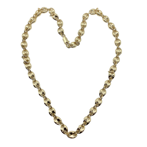 Pretty Bird Jewelry Jewelry - 18k Yellow Gold Plated Puffed Anchor Mariner Marina Chain Necklace 8mm 24"  NWOT